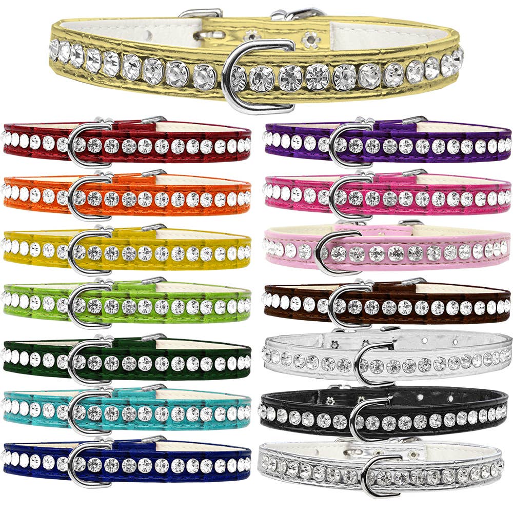 Designer Faux Croc Beverly Style Dog Collar