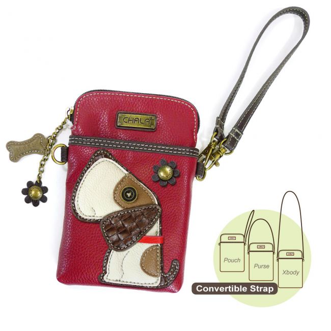 Burgundy Dog Phone Crossbody