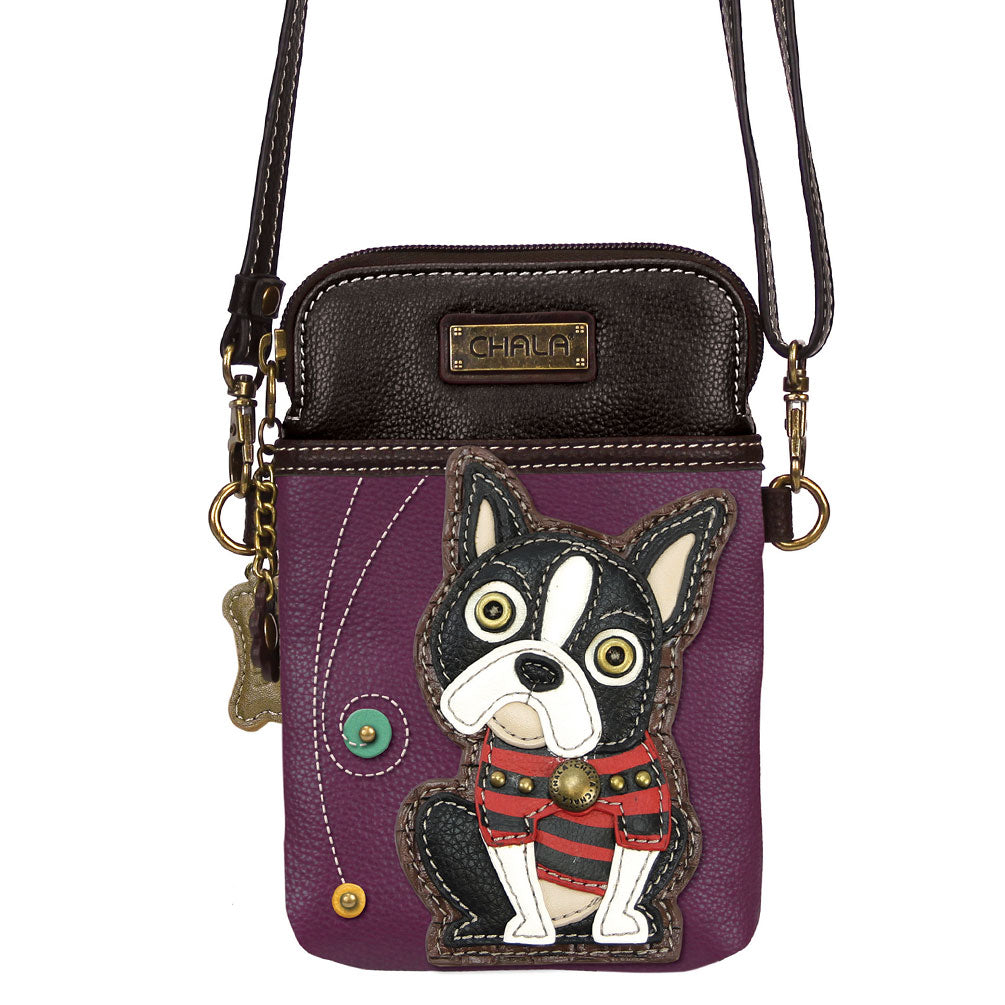 Purple Boston Terrier Phone Crossbody