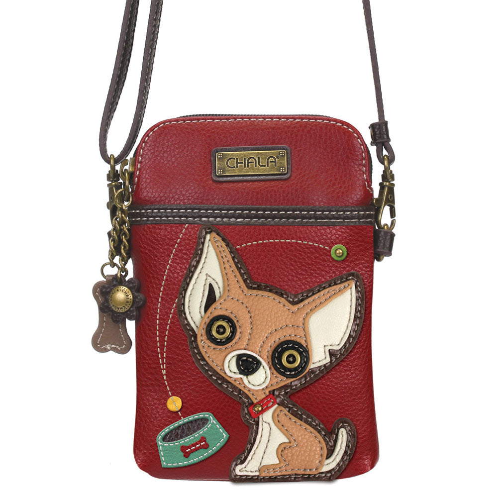 Burgundy Chihuahua Phone Crossbody