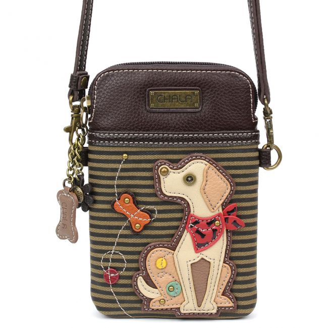 Yellow Lab Olive Stripe Phone Crossbody