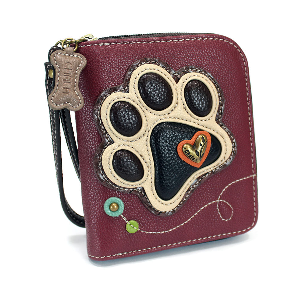 Ivory Paw Print Zip Wallet