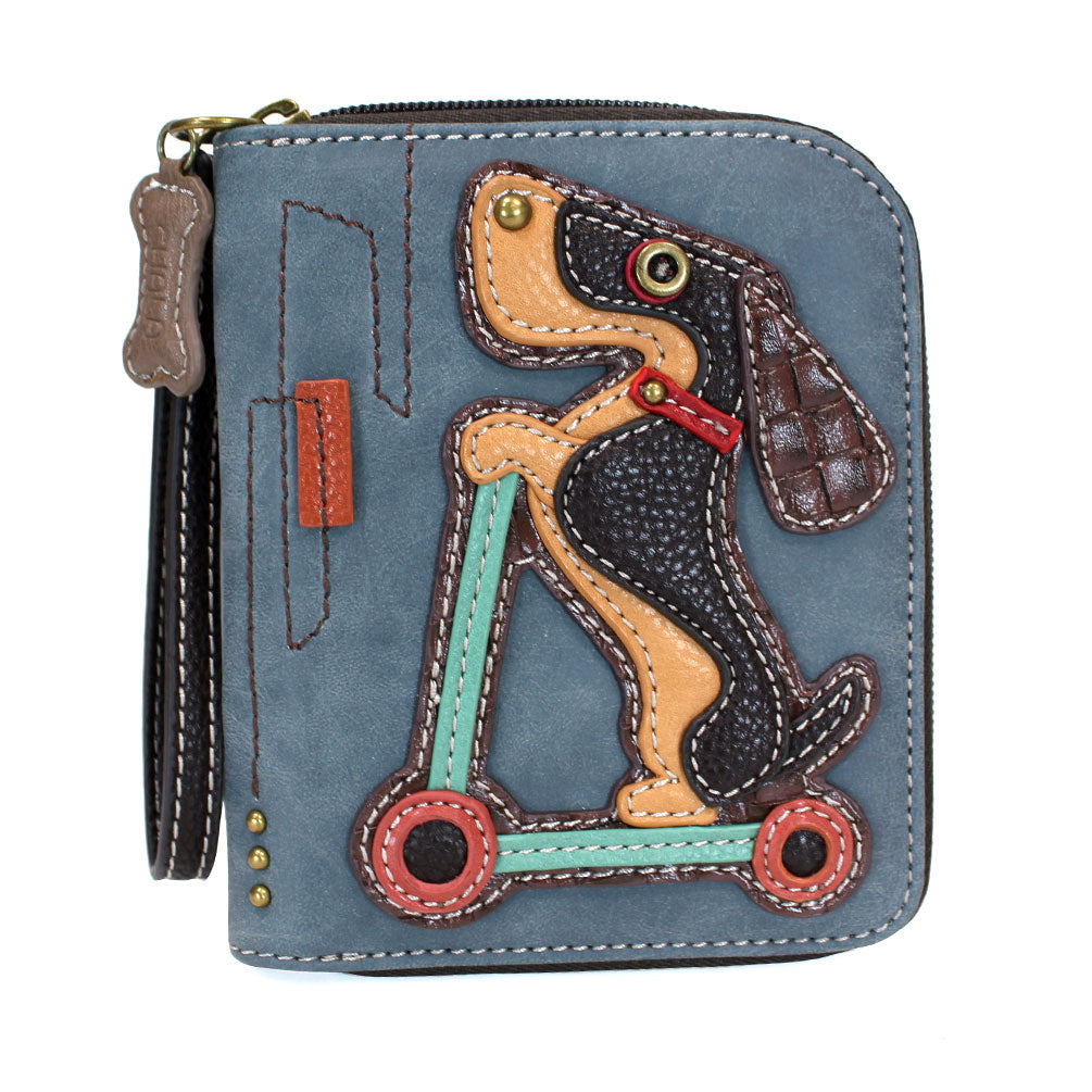 Weiner Dog Scooter Zip Wallet