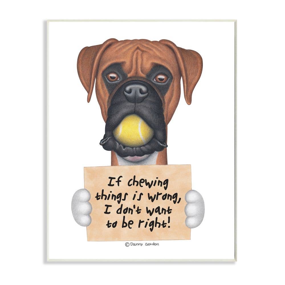 Boxer Chewing Wall Plaque