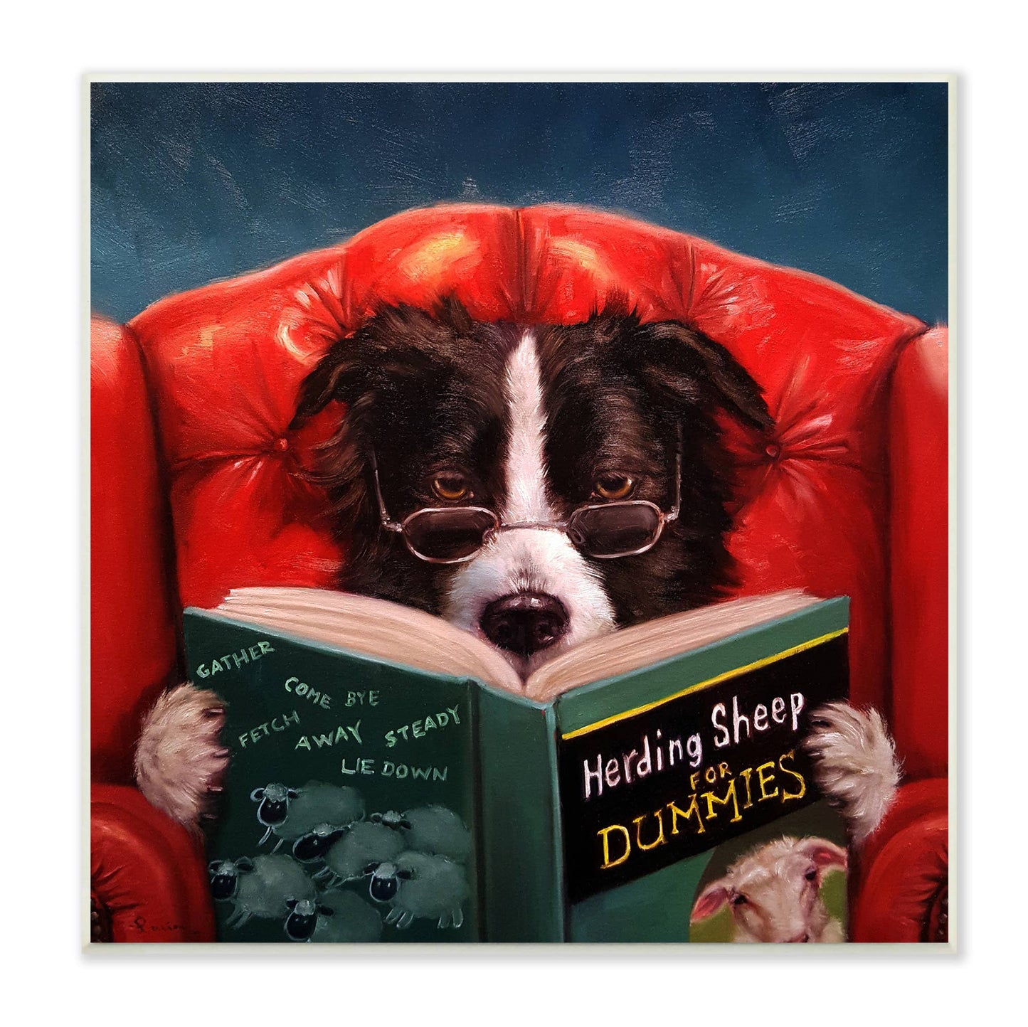Herding Sheep Dog Reading Wall Plaque
