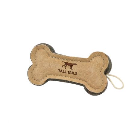 Natural Leather Bone Dog Toy 6"