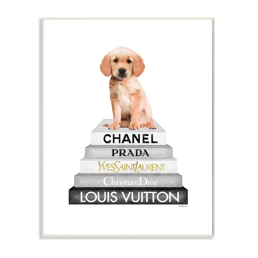 Resting Puppy on Books Wall Plaque