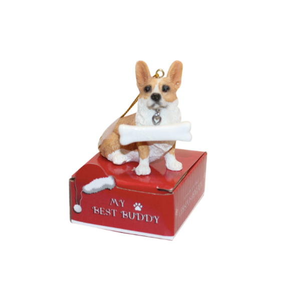 Statue Ornament with Bone-Welsh Corgi