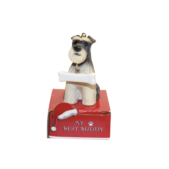 Statue Ornament with Bone-Schnauzer