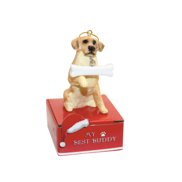 Statue Ornament with Bone-Golden Retriever