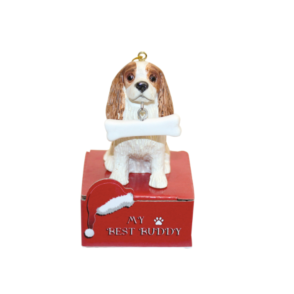 Statue Ornament with Bone-King Charles Cavalier