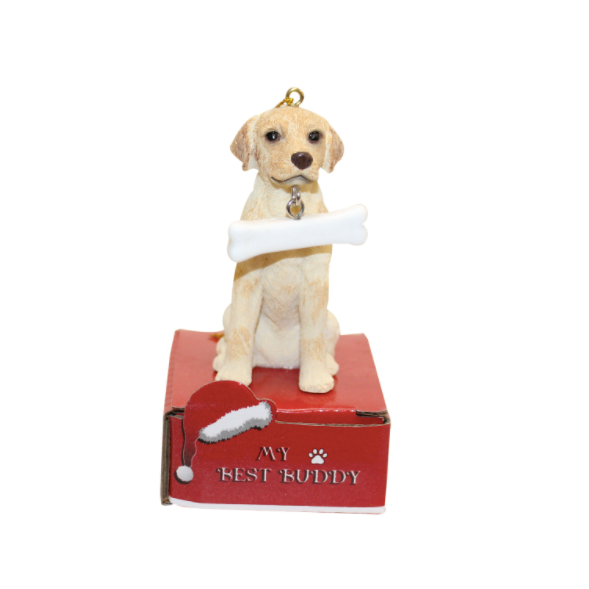 Statue Ornament with Bone-Yellow Labrador