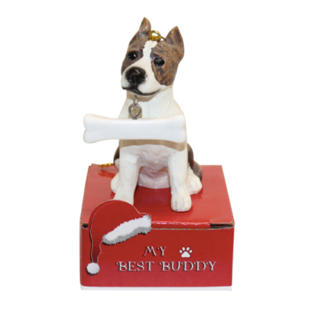 Statue Ornament with Bone-Pit Bull