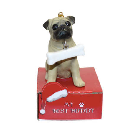 Statue Ornament with Bone-Pug
