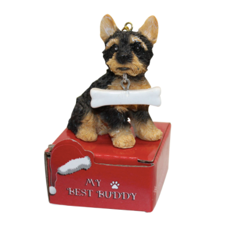 Statue Ornament with Bone-Yorkie
