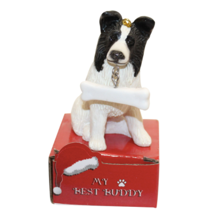 Statue Ornament with Bone-Border Collie