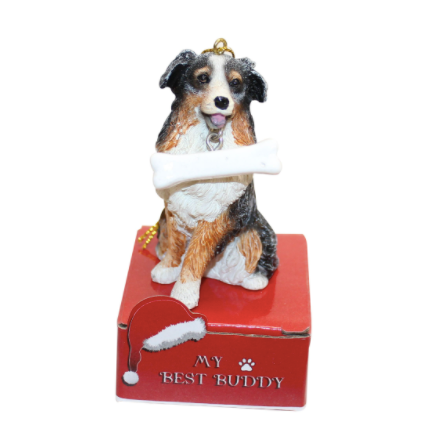 Statue Ornament with Bone-Australian Shepherd