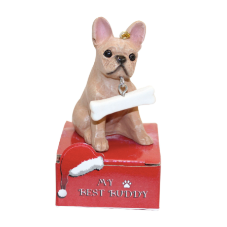 Statue Ornament with Bone-French Bulldog