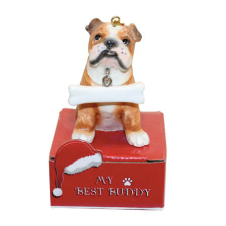 Statue Ornament with Bone-Bulldog