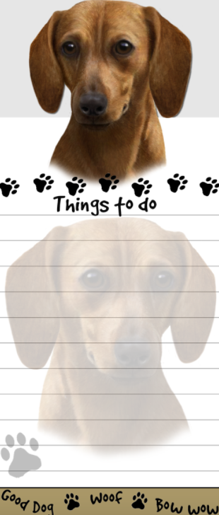 Die-Cut Tall Magnetic Notepad-Red Dachshund