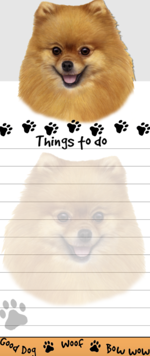 Die-Cut Tall Magnetic Notepad-Pomeranian