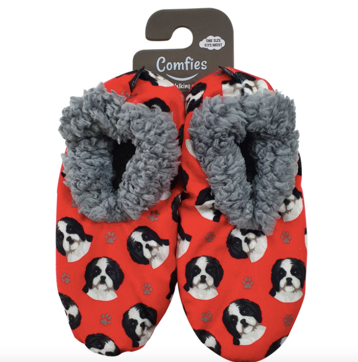 Pet Lover Slippers-Black Shih Tzu