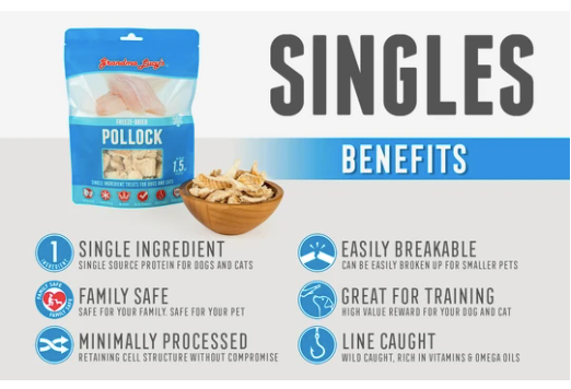 Grandma Lucy's Freeze Dried Single Ingredient Treats-Pollock