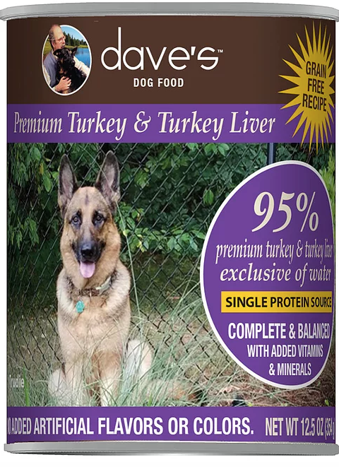 Dave's Pet Food 95% Premium Meat Canned Dog Food-Turkey and Turkey Liver
