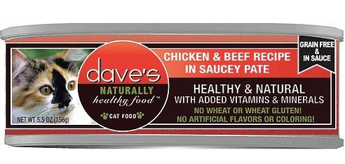 Dave's Pet Food Pate Wet Cat Food-Chicken and Beef
