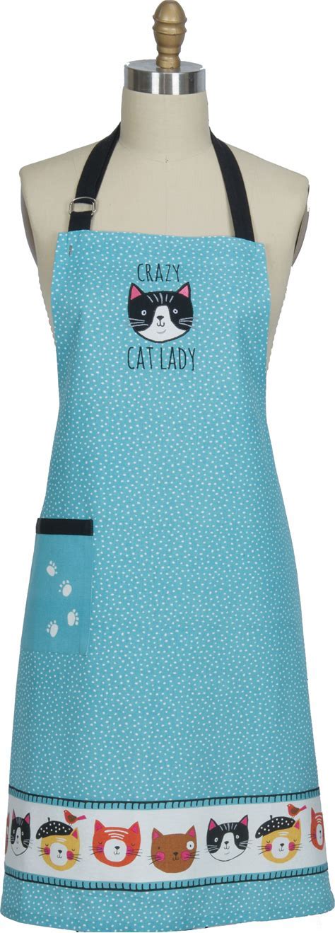 Crazy Cat Blue Cotton Chef Apron Crazy Cat Blue Cotton Chef Apron