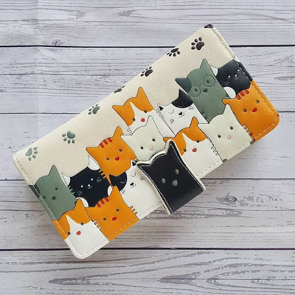 Zipper Wallet Cat Crowd