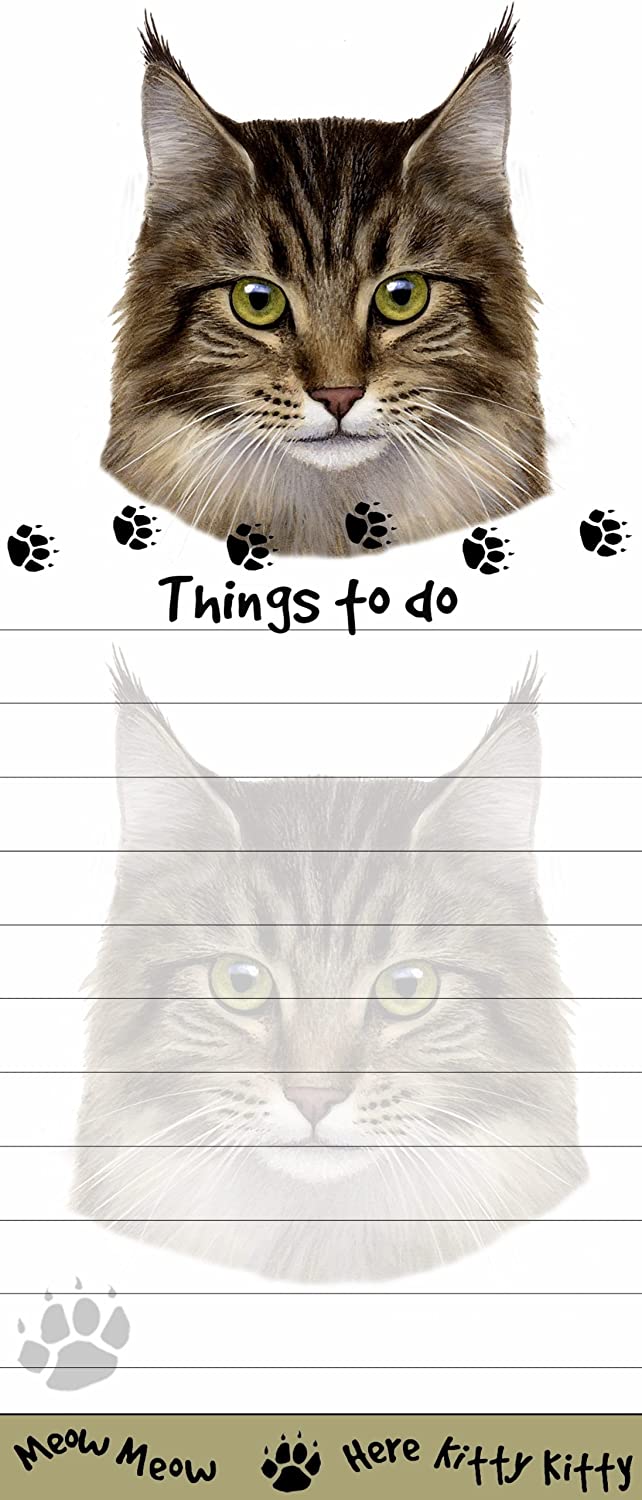 Die-Cut Tall Magnetic Notepad-Maine Coon Cat