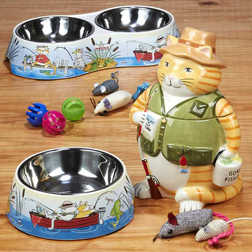 Go Green Bamboo Fiber Fishing Dog/Cat Bowl