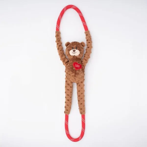 ZippyPaws Valentine Ropetugz Bear Dog Toys