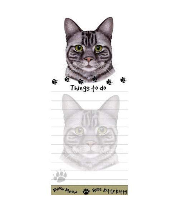 Die-Cut Tall Magnetic Notepad-Silver Tabby