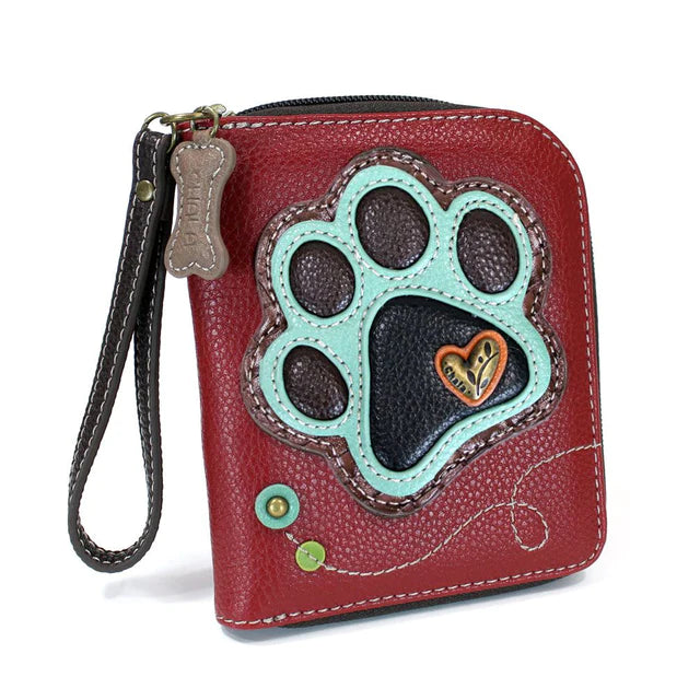 Teal Paw Print Zip Wallet