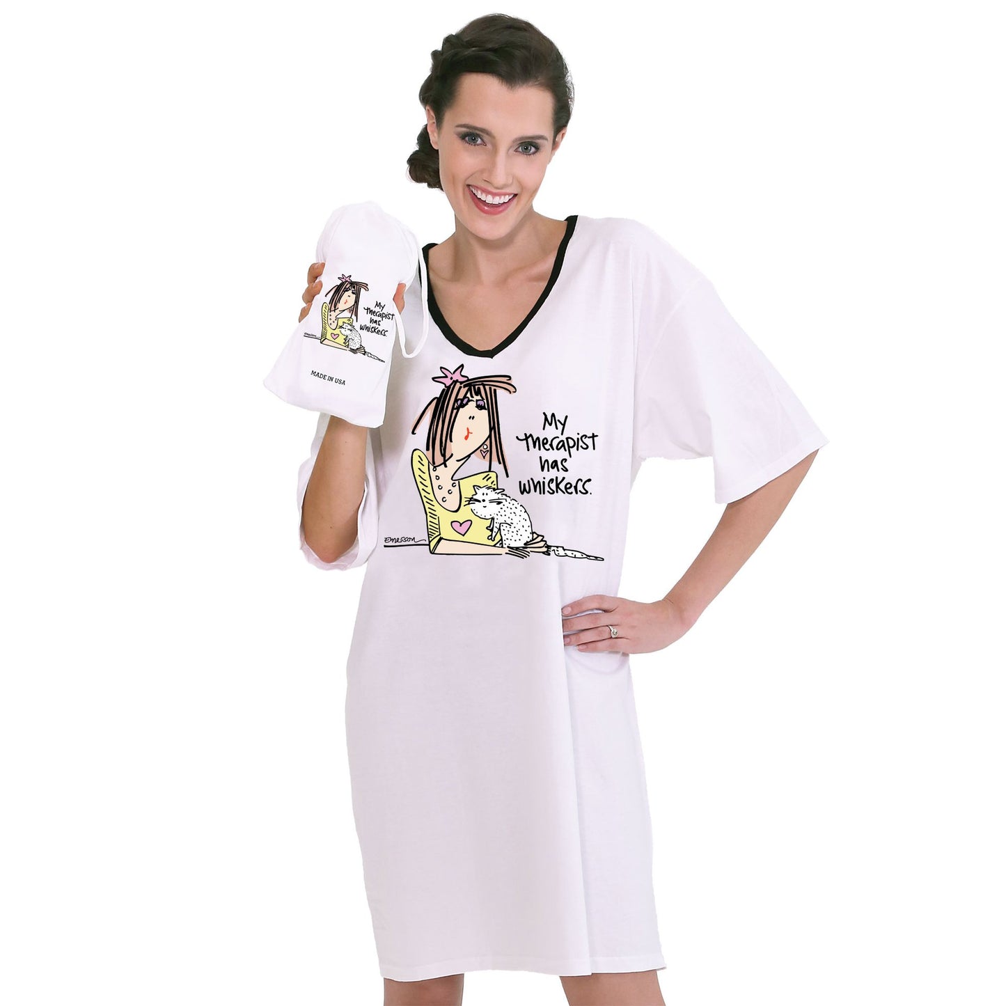 Emerson Street Night Shirt Therapist Has Whiskers