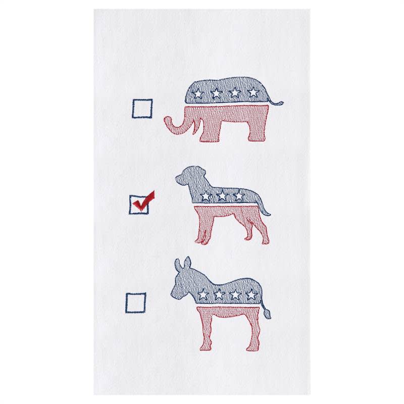 Voting Booth Dogs Flour Sack Tea Towel