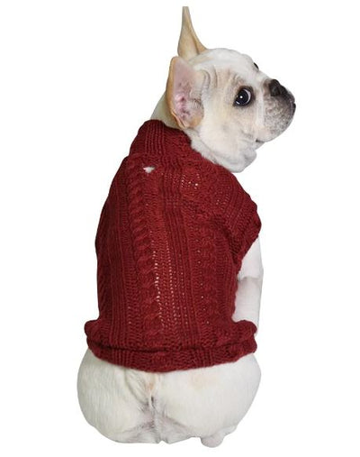 Burgundy turtleneck dog sweater apparel at Maggie's Pet Boutique Delaware