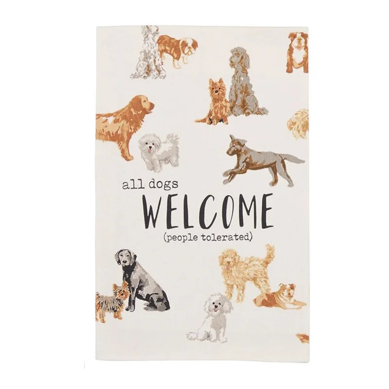 All Dogs Welcome Tea Towel