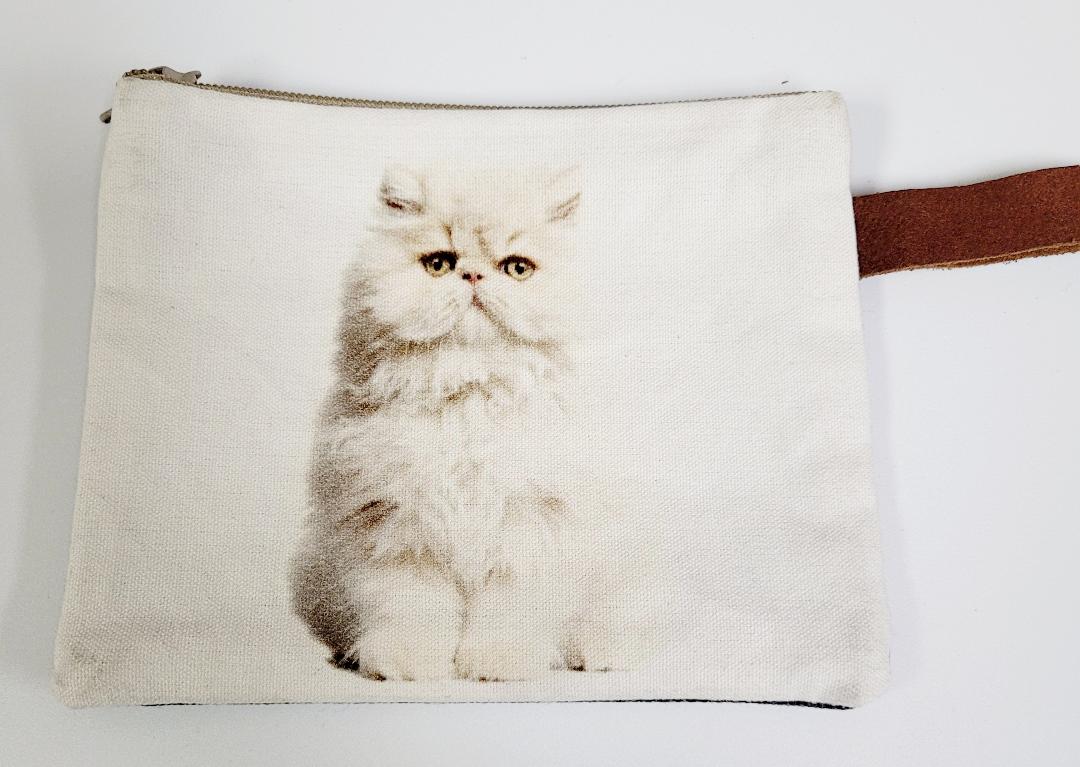 Canvas Cat Make Up Bag