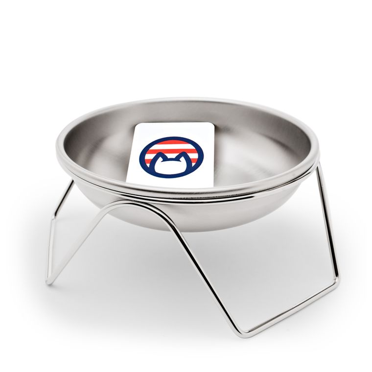 Stainless Steel, Elevated Stand + Cat Bowl