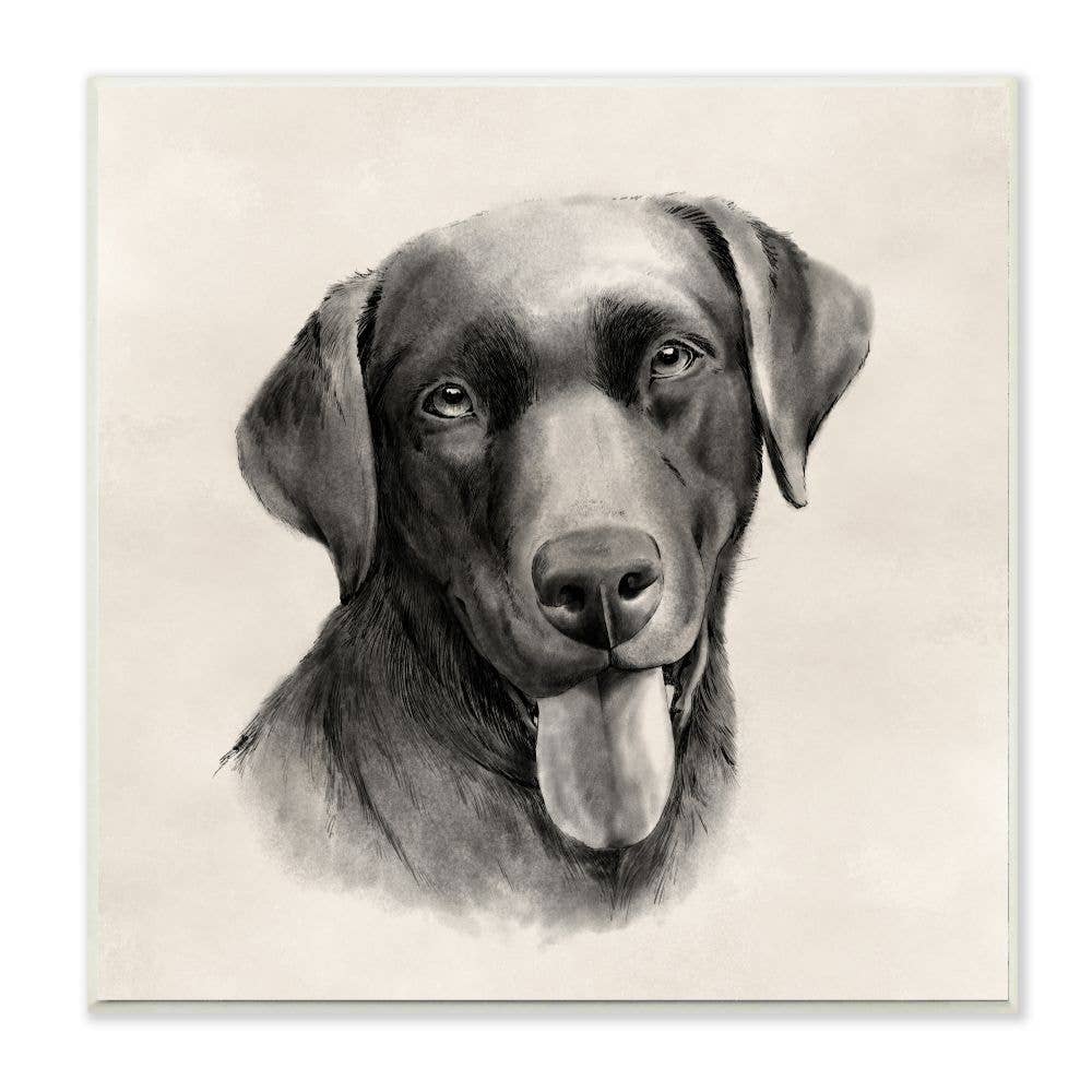 Vintage Sepia Black Labrador Dog Portrait Wall Plaque