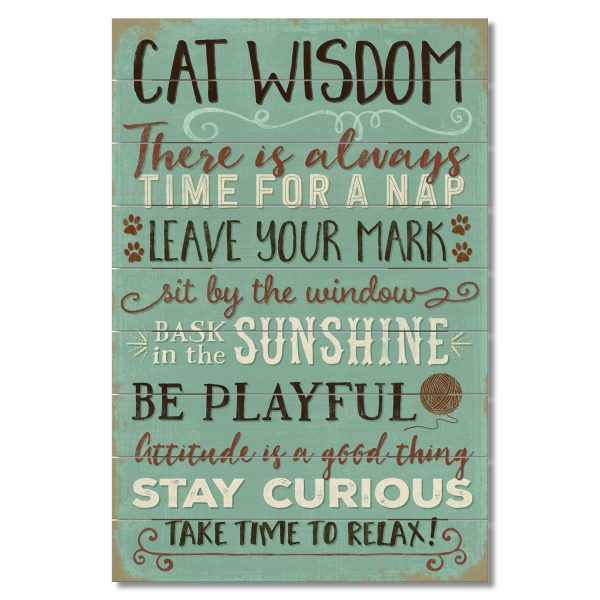 Cat Wisdom Wood Sign