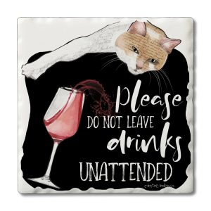 Drinks Unattended Cat Coaster