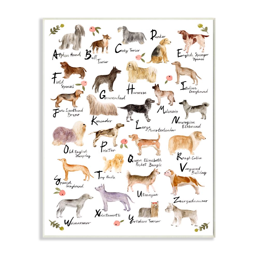 Chic Alphabet of Dogs 13x19 Wall Plaque