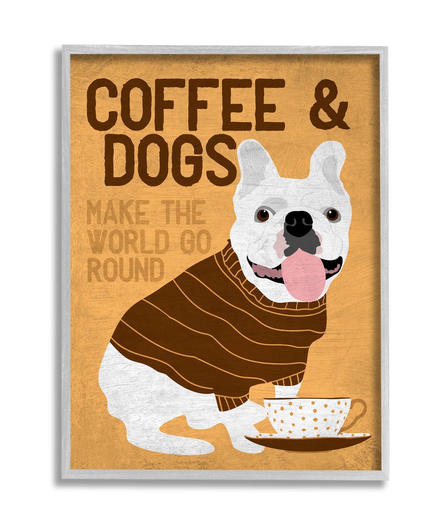 Coffee and Dogs French Bulldog Wall Plaque