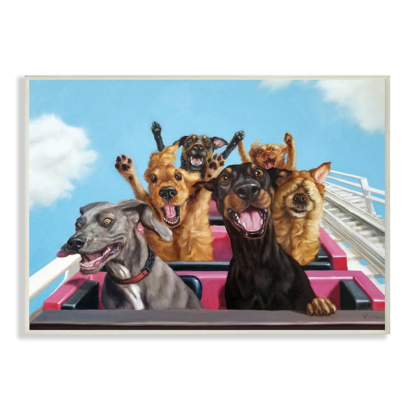 Dogs Riding Roller Coaster Wall Plaque