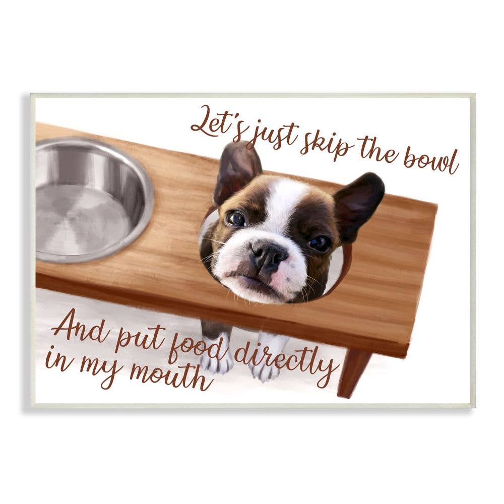 Hungry French Bull Dog Wall Plaque