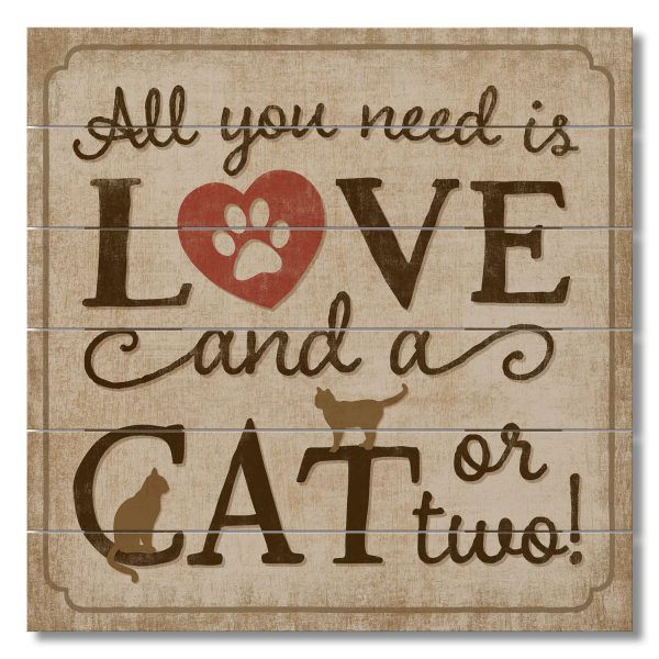 Love and a Cat Wood Sign